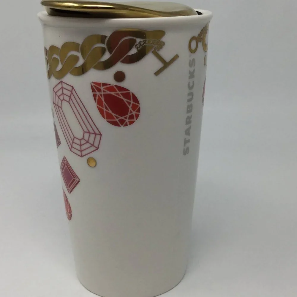 Starbucks Jeweled Necklace Ceramic Tumbler 12oz.
